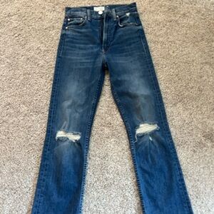 MOTHER Blue Distressed Ankle Jeans